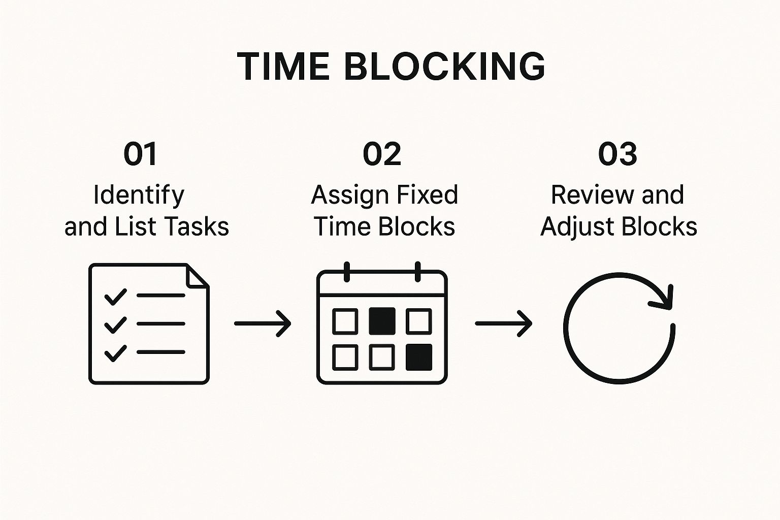 Speak4Me – Infographic about how to stay organized at work using time blocking.