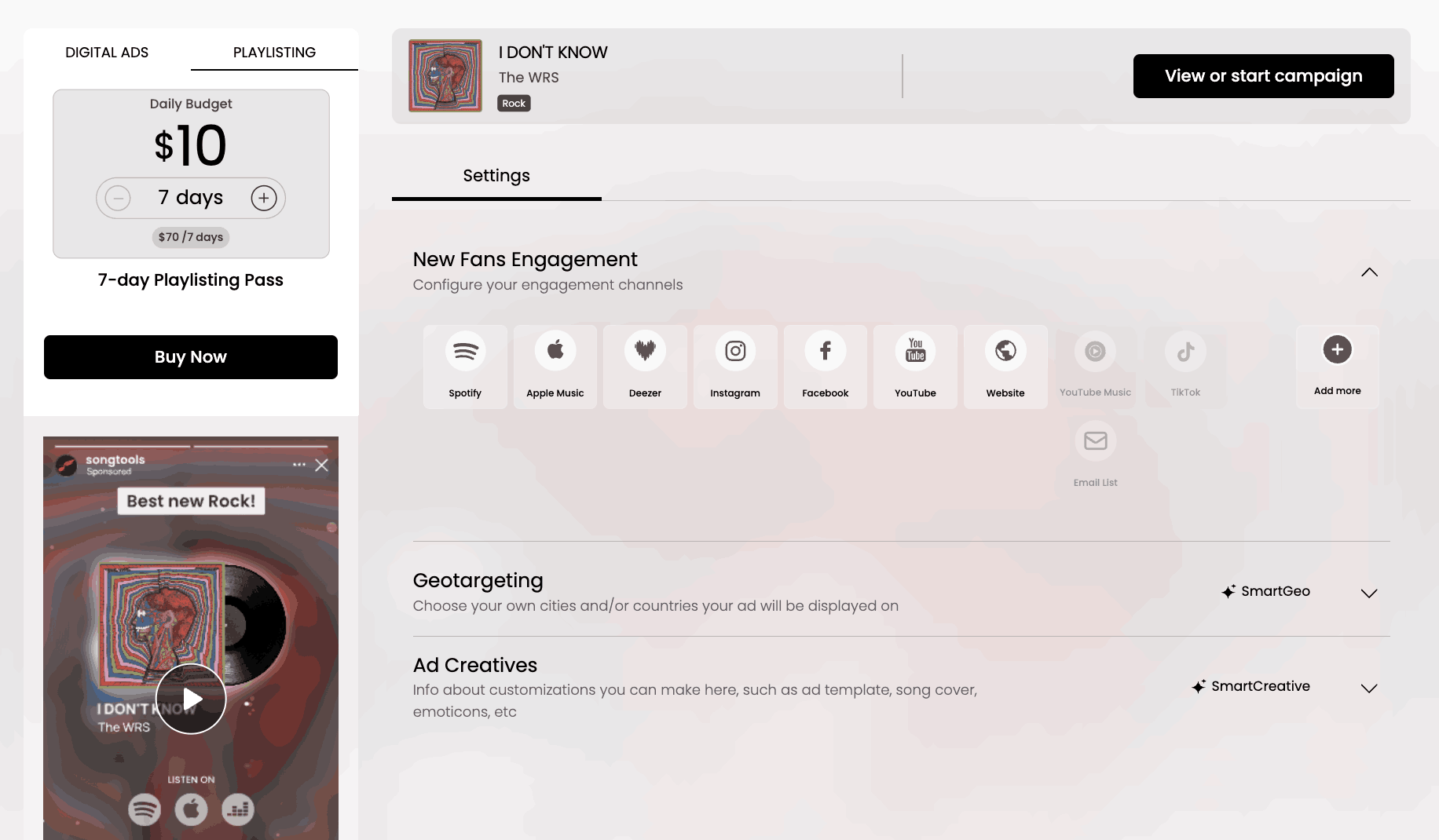 playlisting tool on Winamp for Creators platform