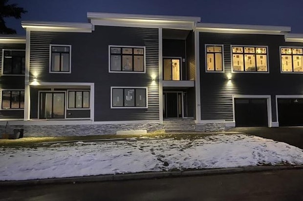 modern home dusk exterior
