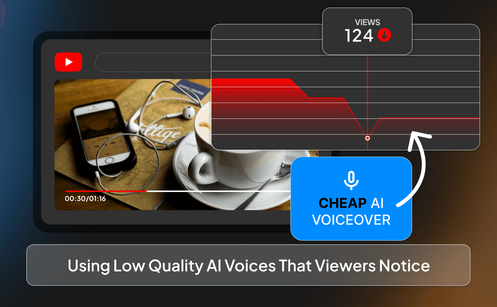 Using low quality AI voices that viewers notice