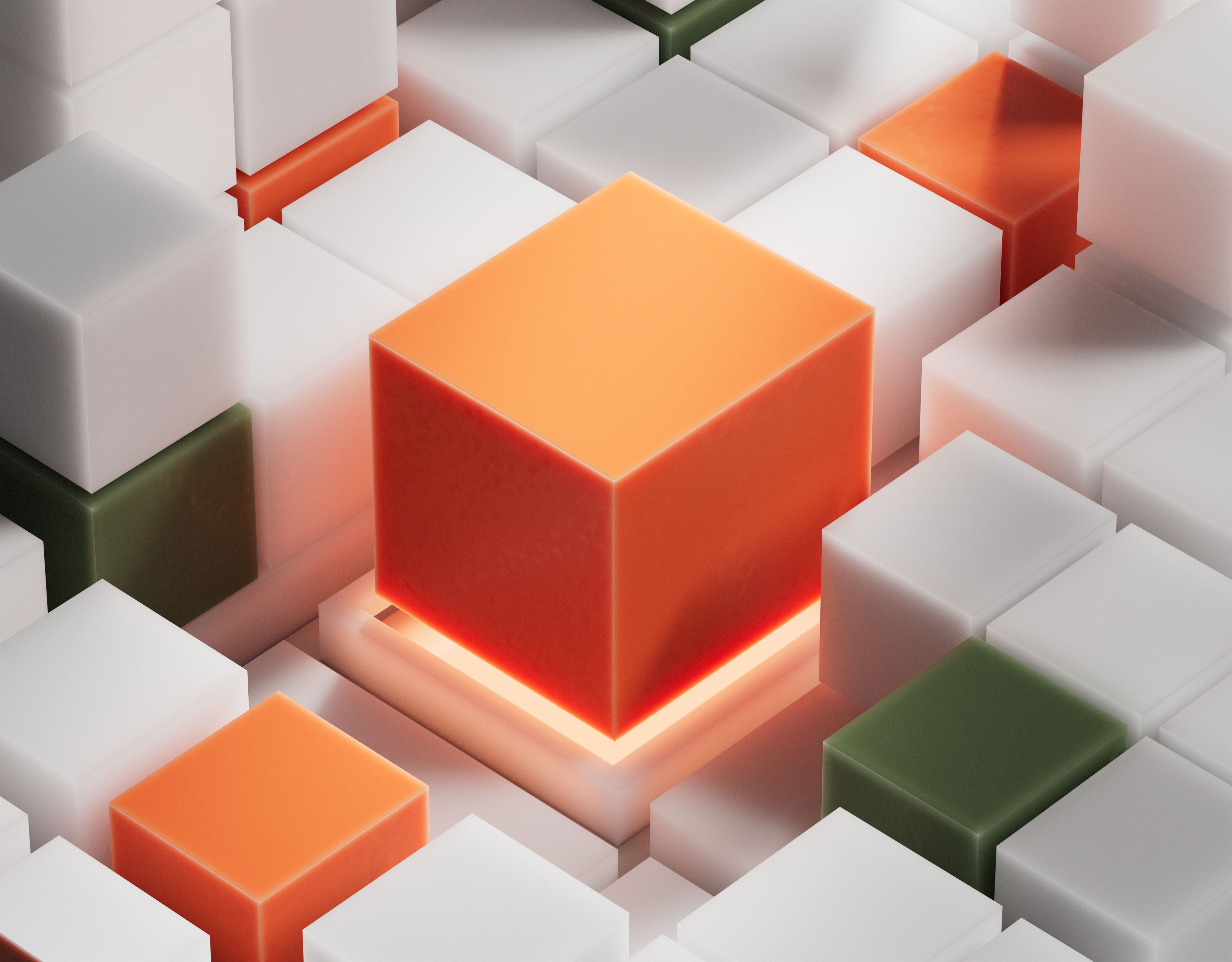 3D mockup of colourful blocks glowing orange light visualizing Imprint's Deposit Accounts