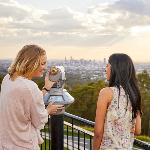 Two ladies at Mount Coot-tha lookout, Brisbane.