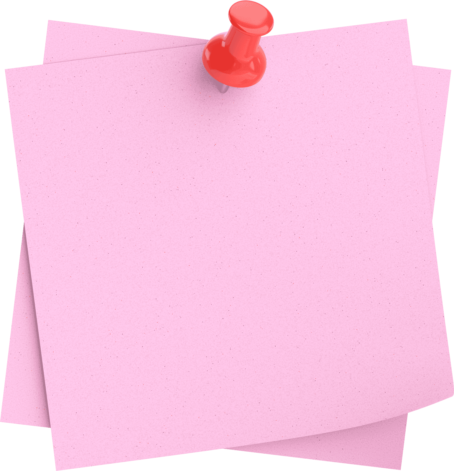 Note paper with push pin. 3D illustration.