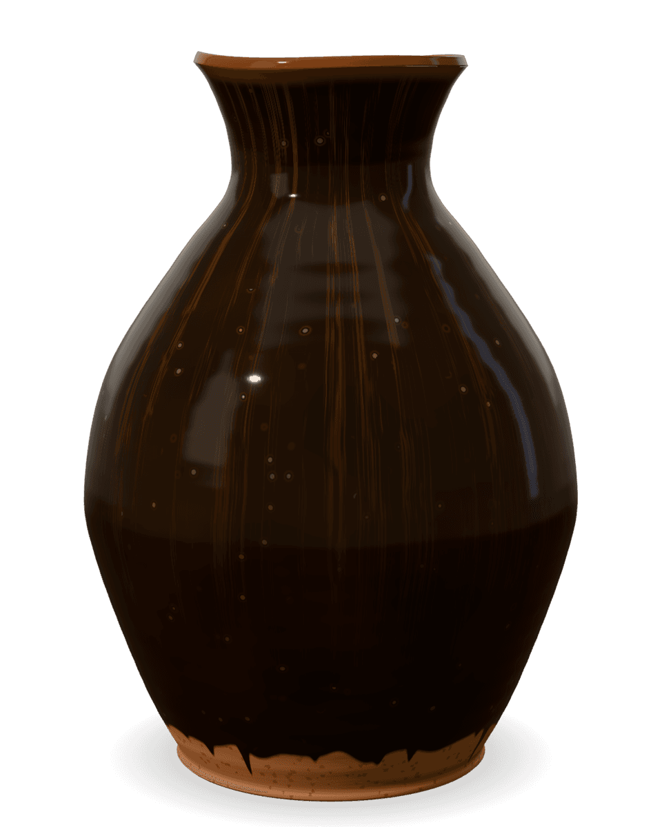 Tenmoku stage of a stoneware vase
