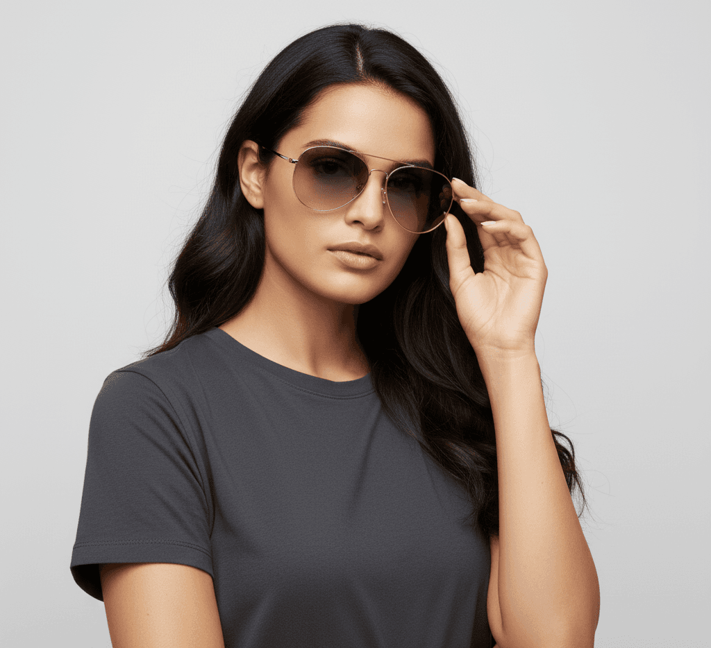 model wearing the sunglasses
