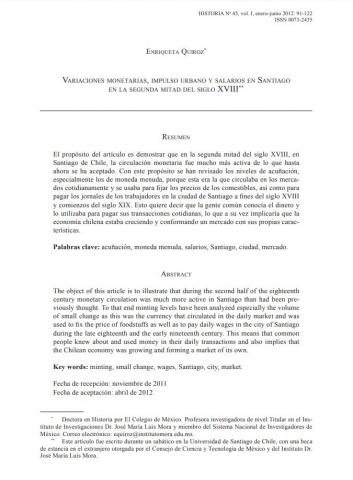 Variaciones monetarias, impulso urbano y salarios en Santiago en la segunda mitad del siglo XVIII