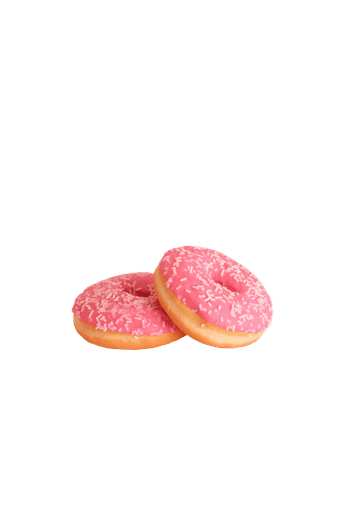 two strawberry doughnuts with sprinkles (Background Removed)