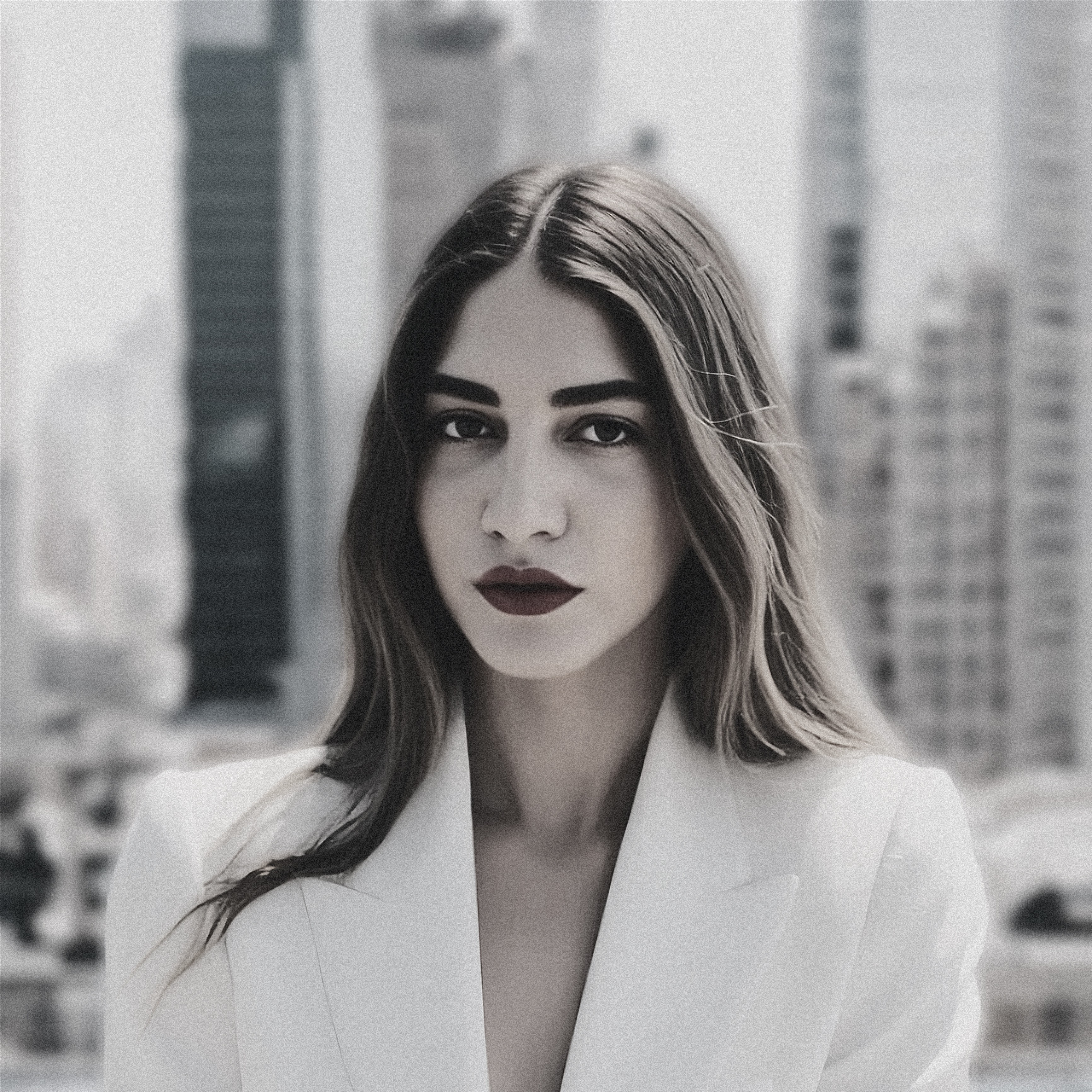 Mysterious woman in monochrome