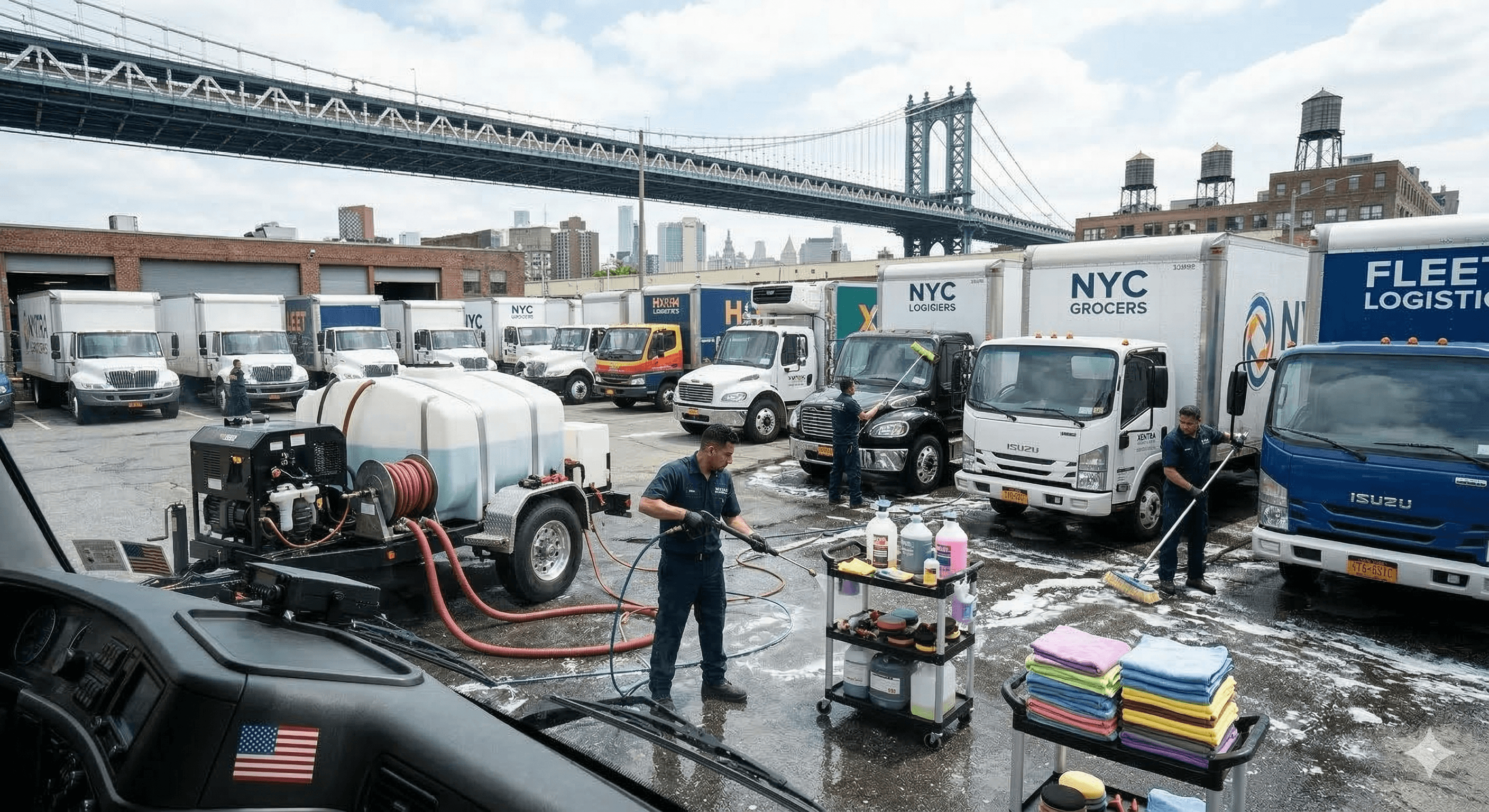 Semi truck wheel and tire cleaning commercial truck detailing NYC