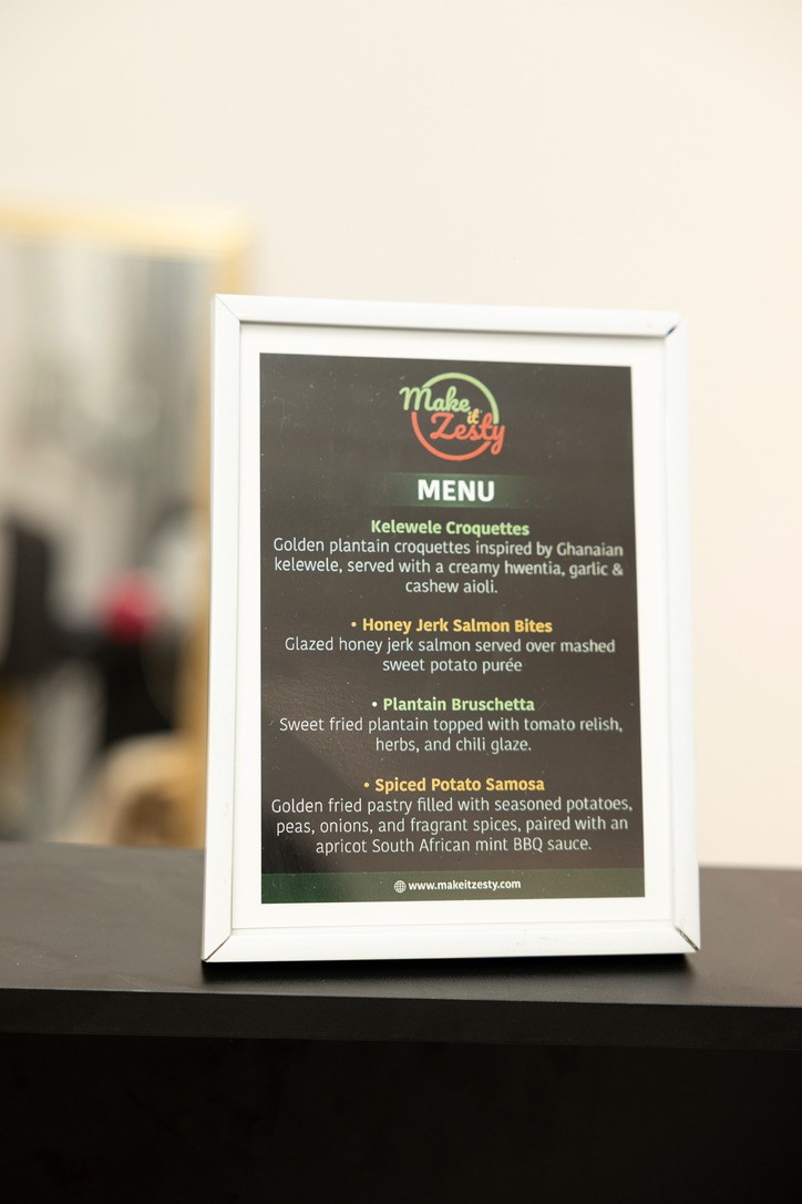 Reception menu displayed within the event space