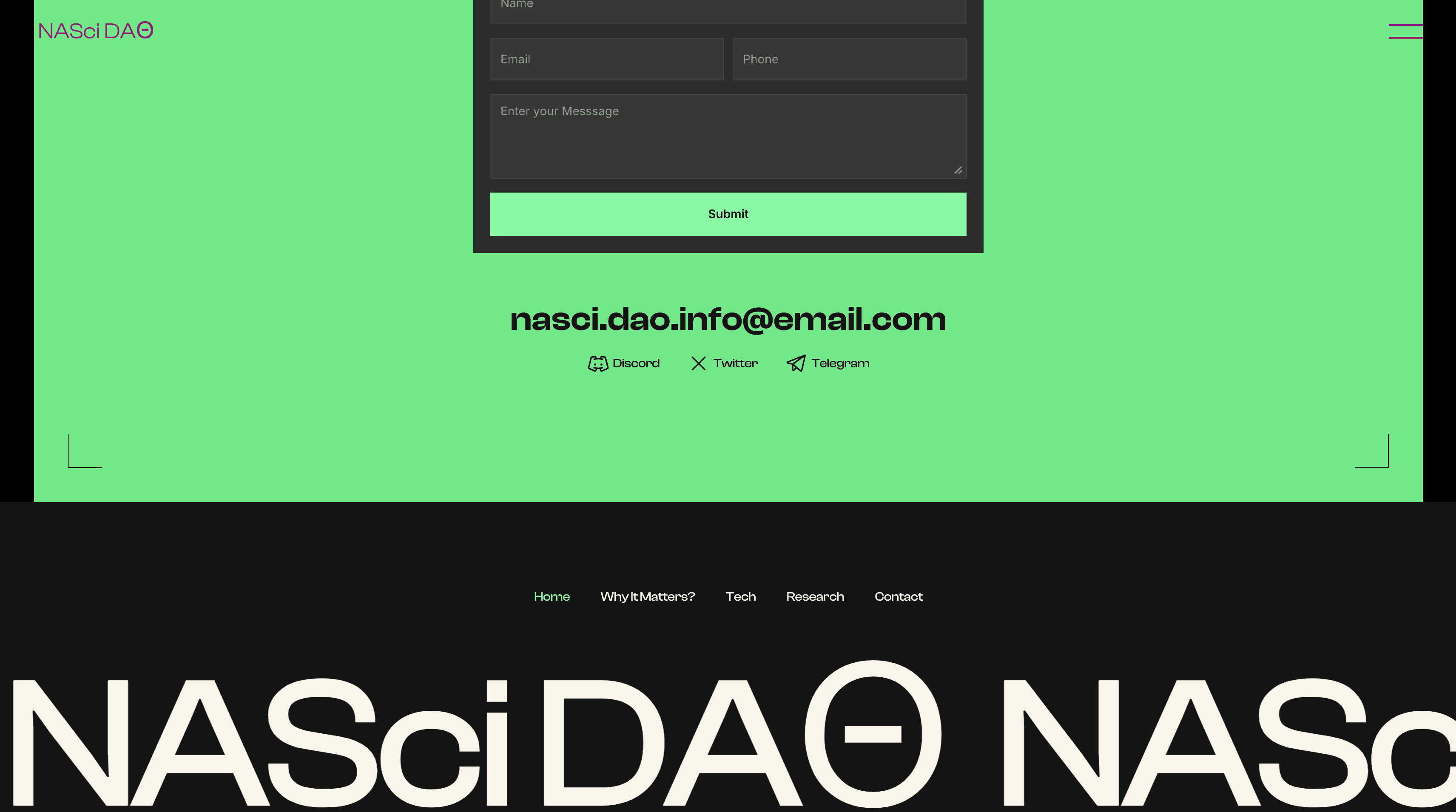 Nasci DAO logo design by VaporAviator, reflecting decentralized science principles with a clean and futuristic aesthetic.