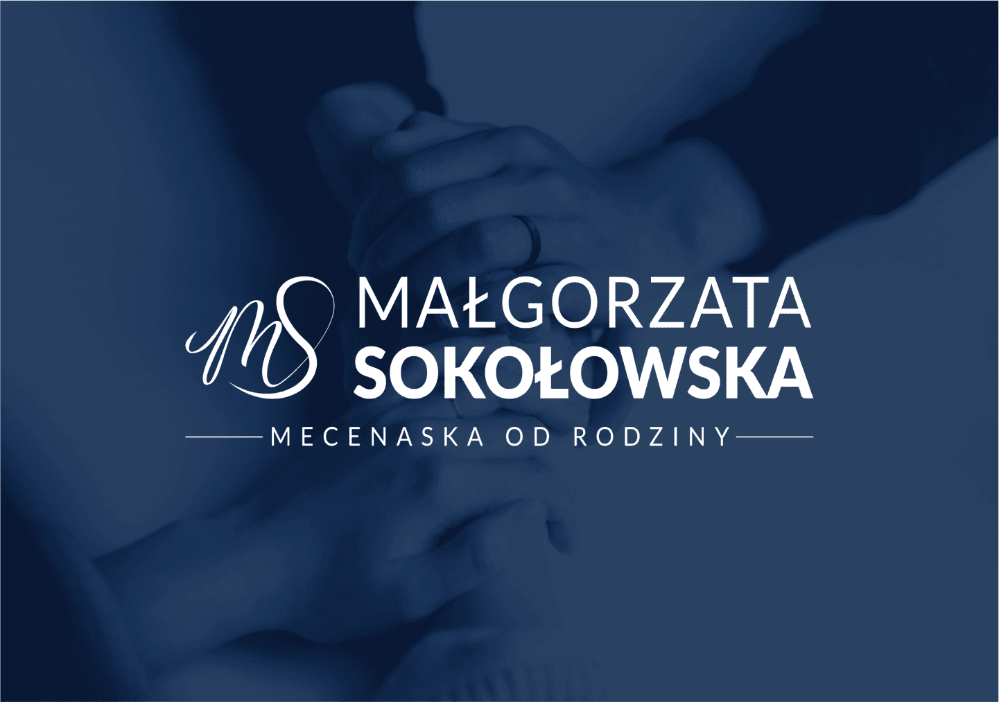 Logo representation on the background with holding hands.