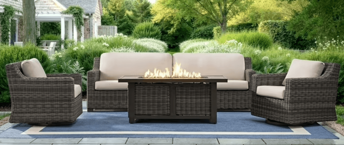 BRECK collection four piece XL seating set with fire pit