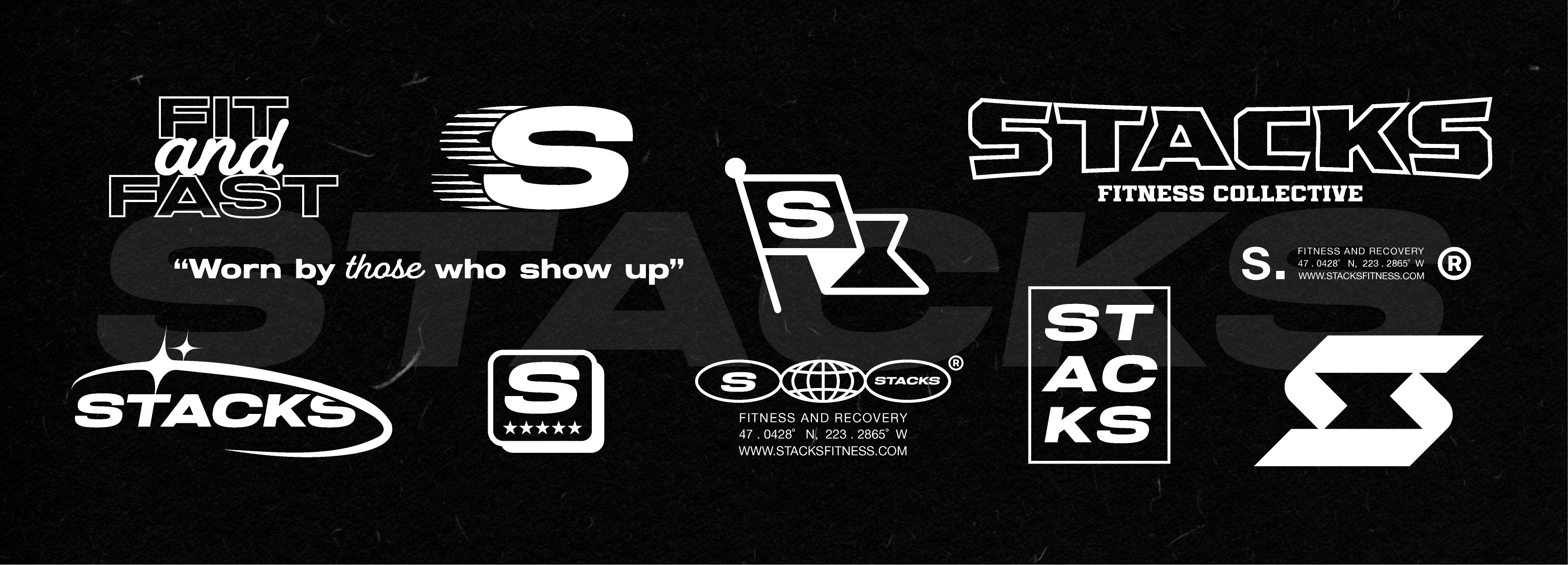 Stacks visual identity system featuring logo designs and brand marks.
