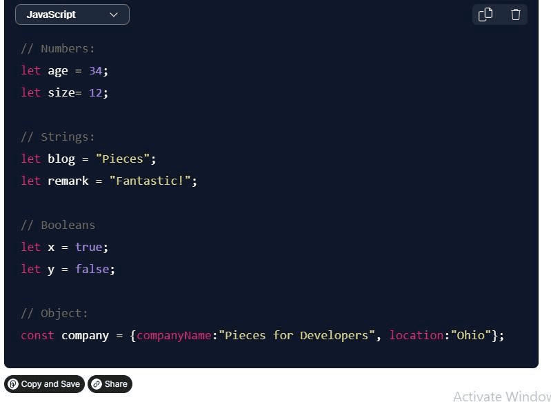 A JavaScript code snippet.