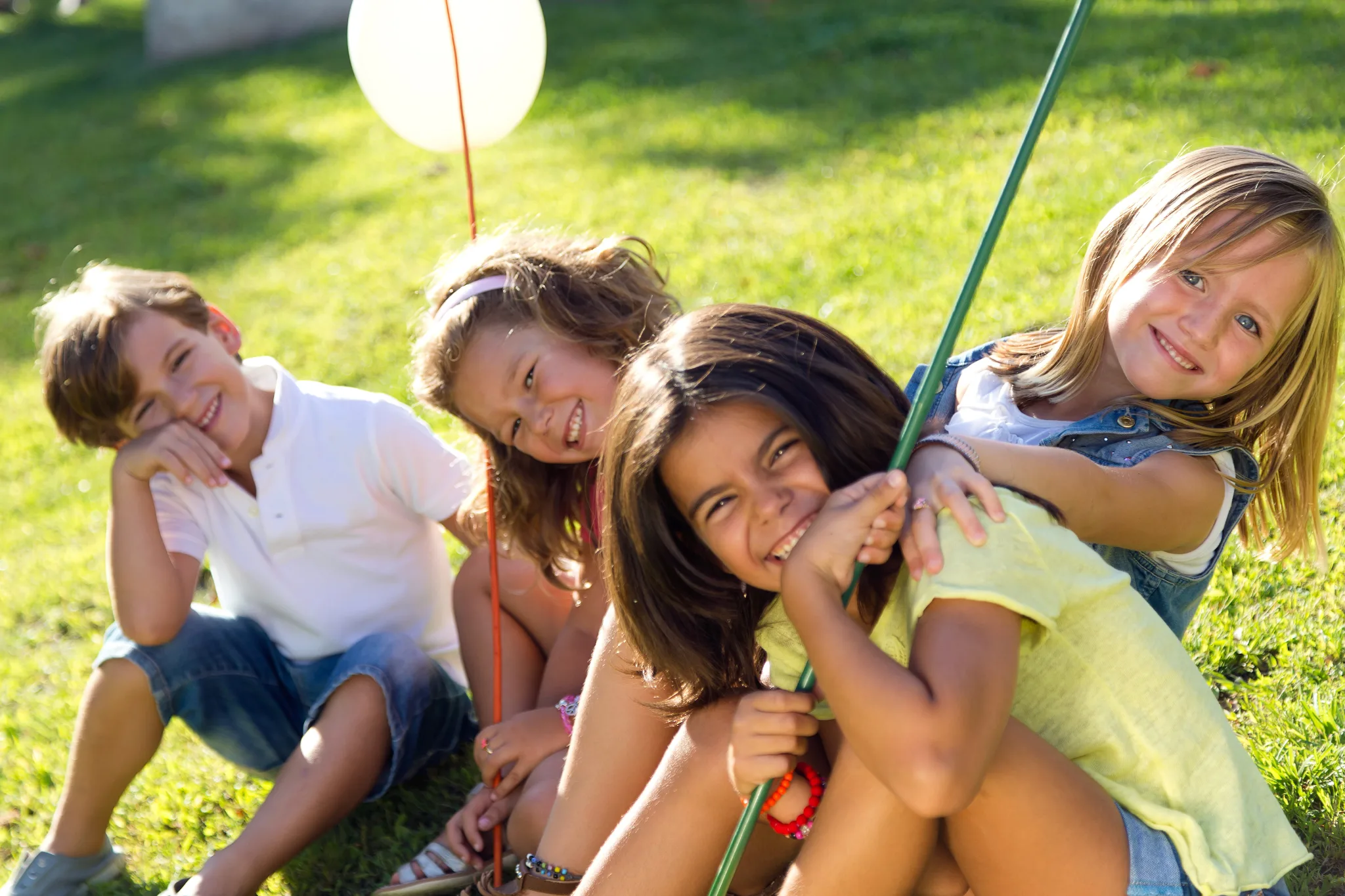 Group children having fun outdoors