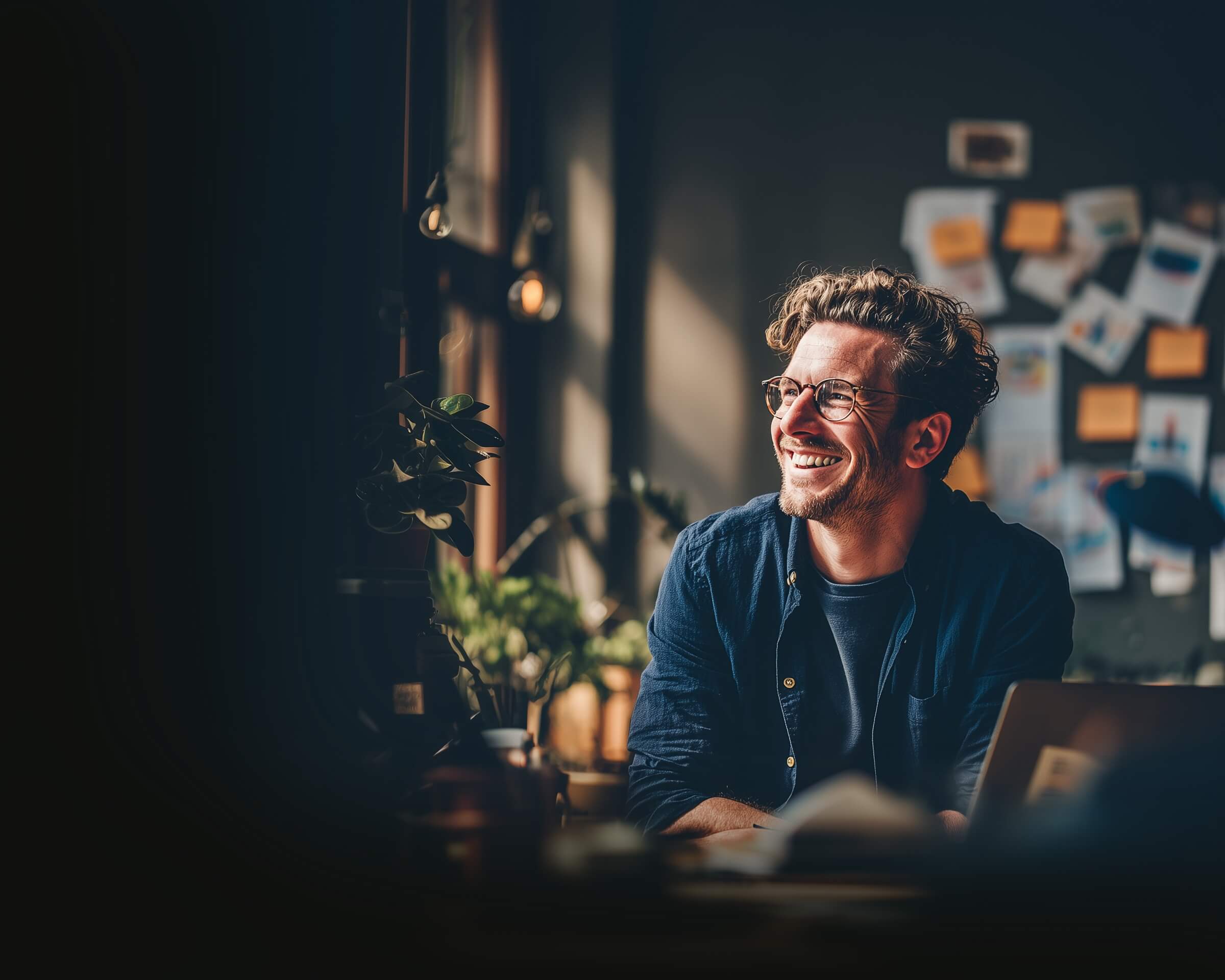 Ευτυχισμένος ιδιοκτήτης e-shop χαμογελά βλέποντας τις πωλήσεις του ηλεκτρονικού του καταστήματος να αυξάνονται