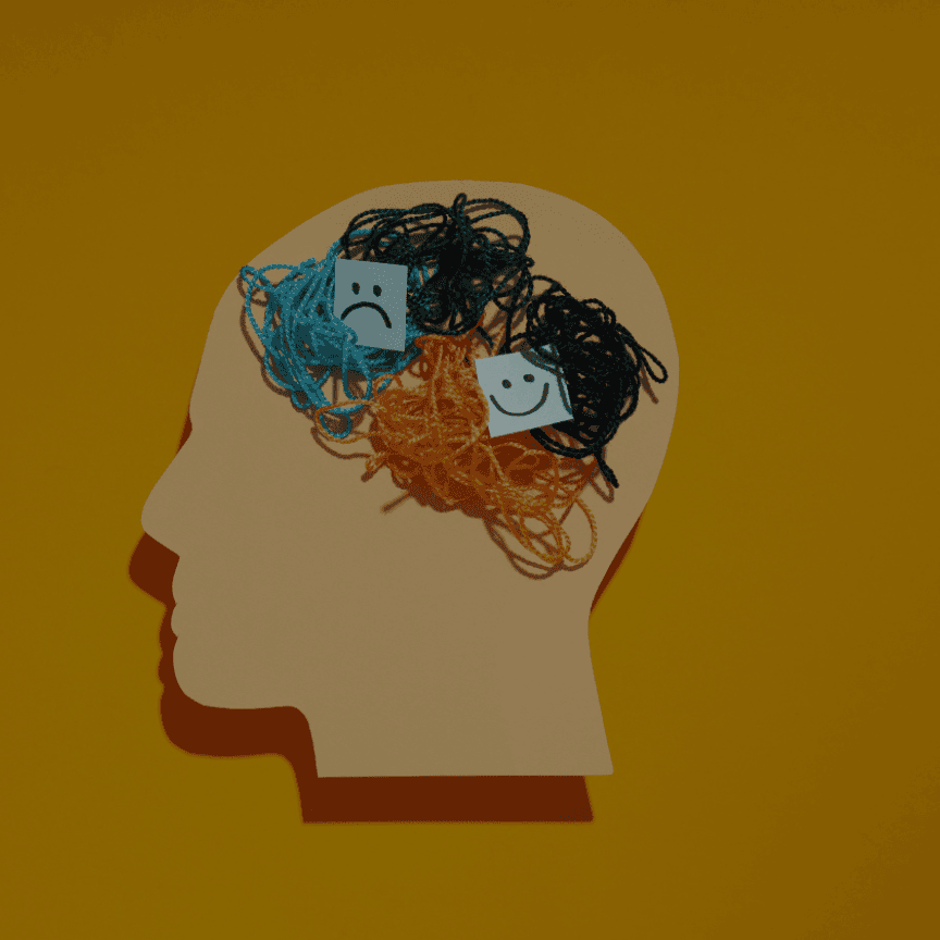 Head with positive thoughts