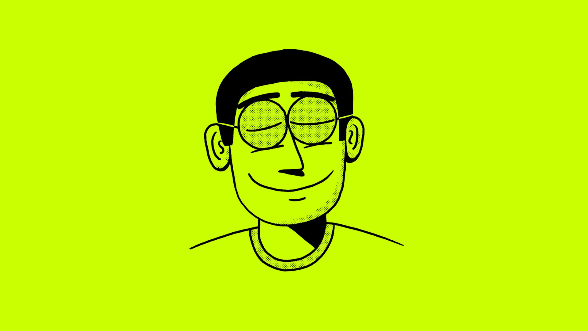 Eine Illustration eines männlichen Gesichts mit überdimensionalen, geschlossenen Augen