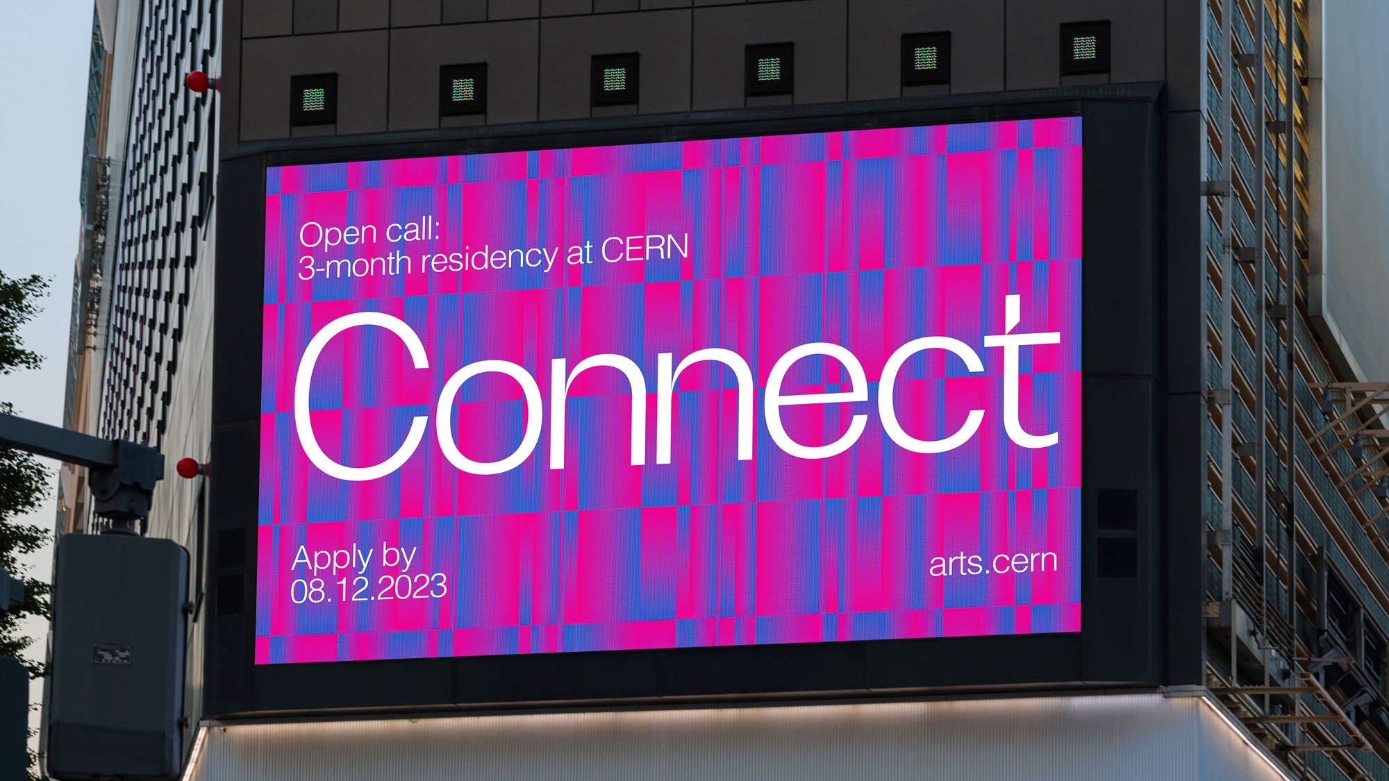 Digital Poster Screen of artistic residence Connect Switzerland by Arts at CERN