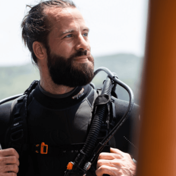 A man with surfboard