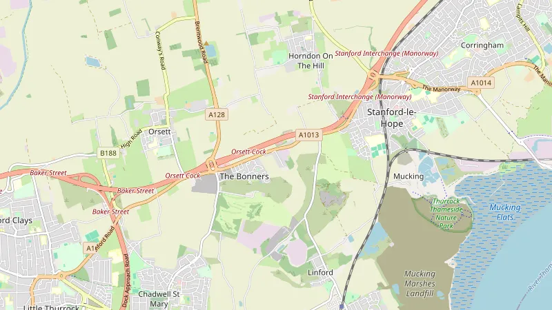 Map showing Thurrock in Essex
