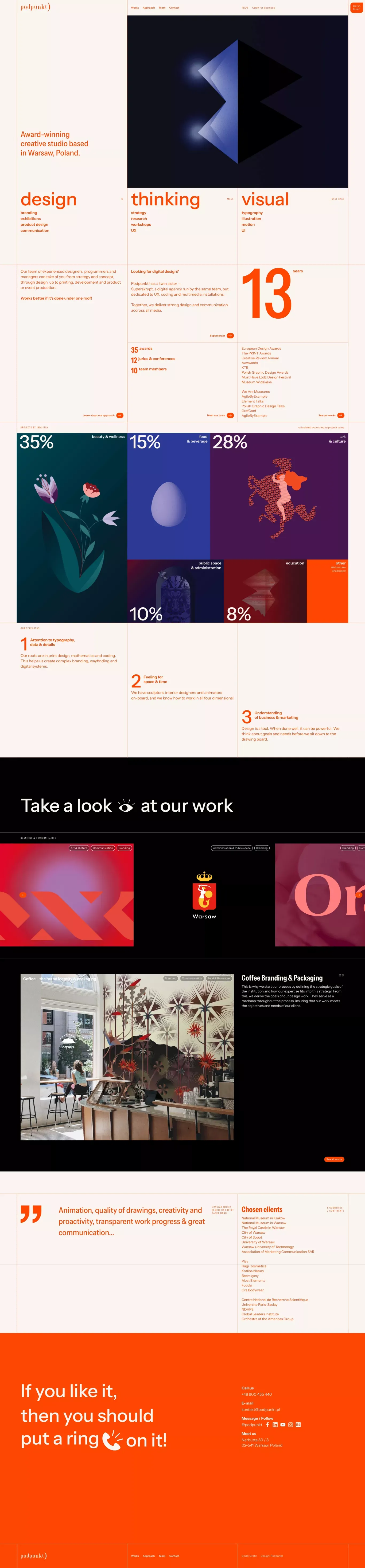 PODPUNKT Award-winning branding studio b portfolio page screenshot showcasing Design and Tech design