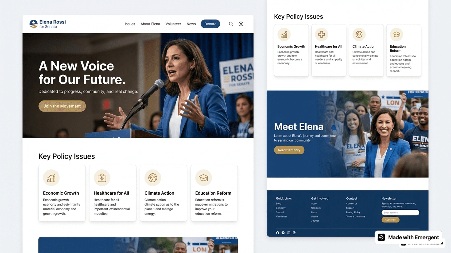 Political Campaign Website Made with Emergent