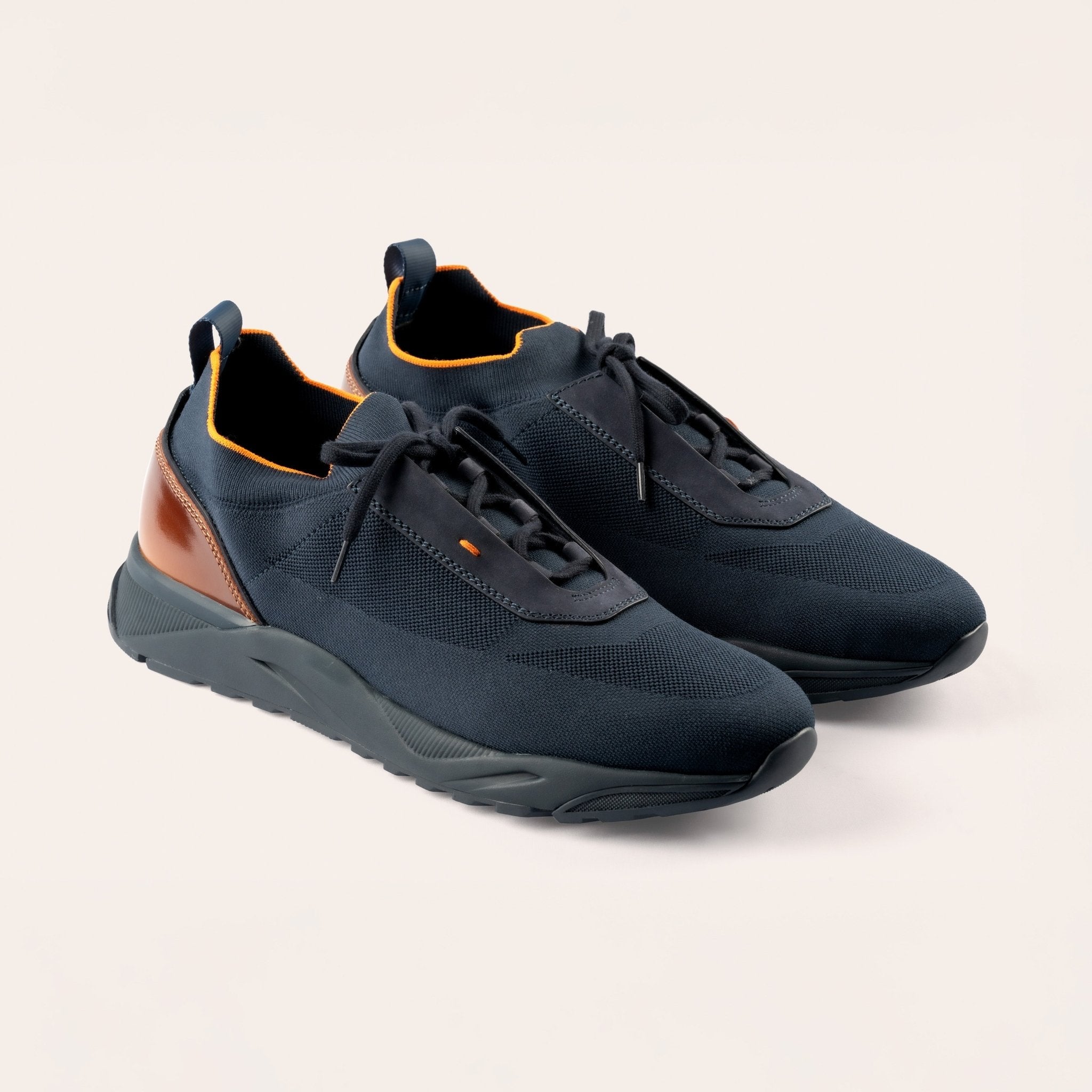 Men's navy stretch knit sneaker - Mandelli UK