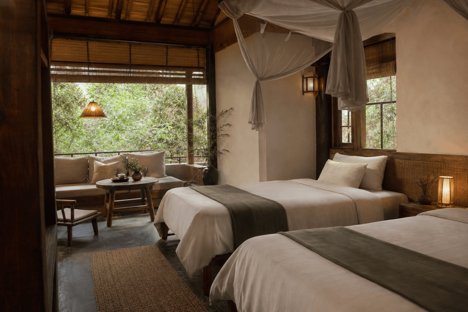 Family Nest with two beds and a comfortable sitting area