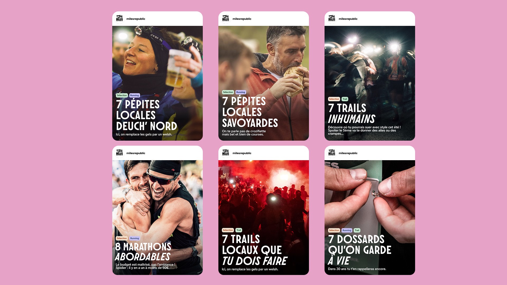 mockup de telephones avec des posts pour les reseaux sociaux pour miles republic