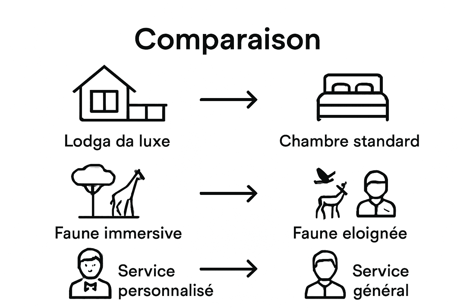 Infographic comparing lodges and hotels for safari