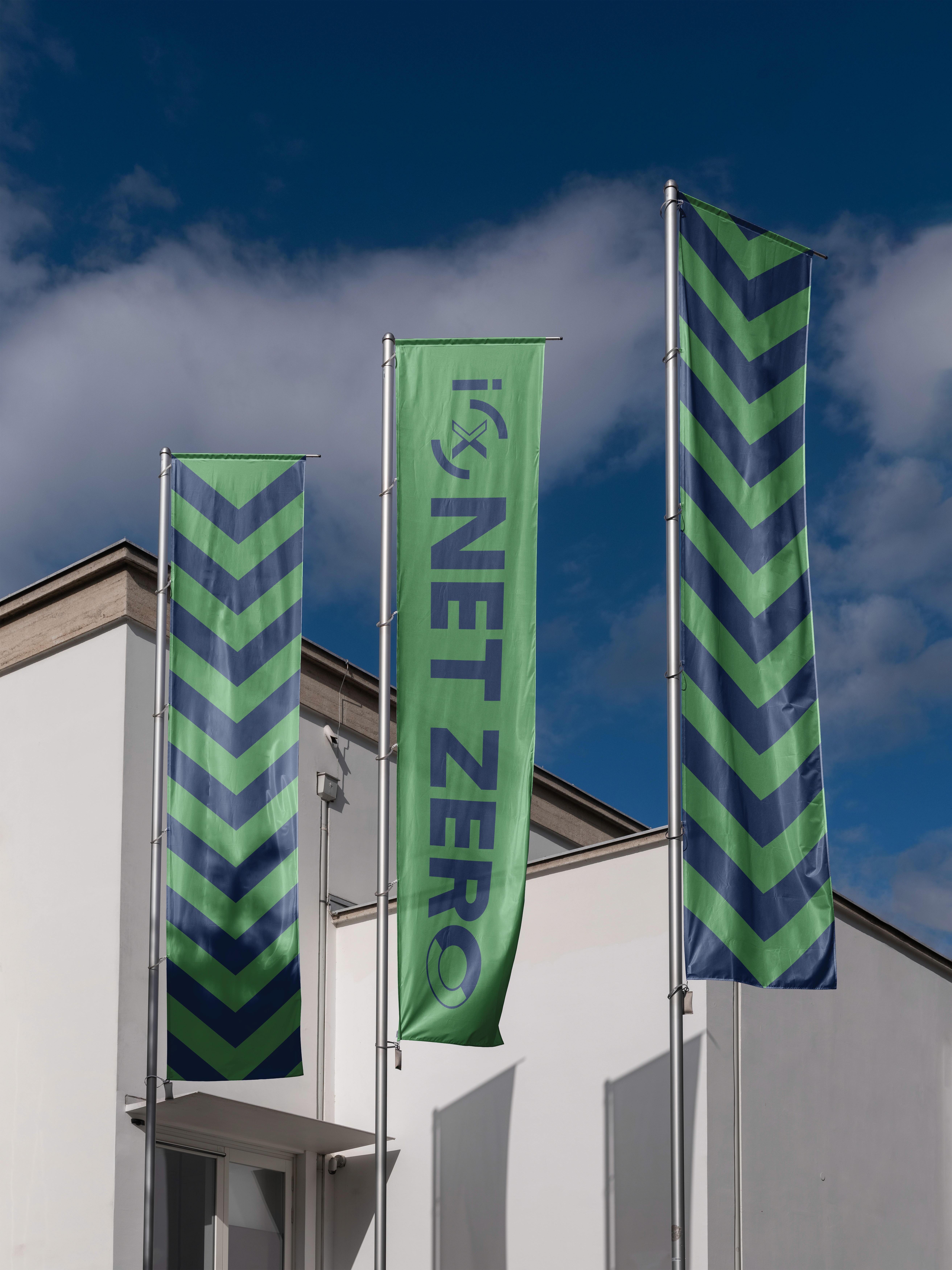 tipota design studio - climate change for carbon neutral investment compny ix net zero - bespoke typography logo and visual system - ix net zero flags