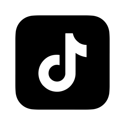 Logo of TikTok, featuring a stylized musical note on a black background.