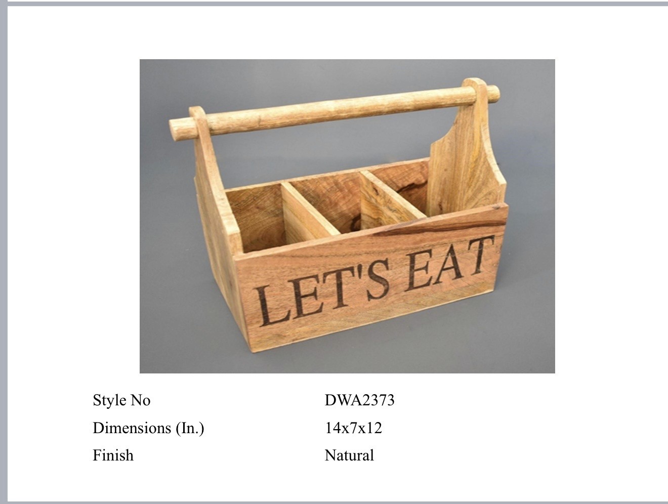 Wooden table caddy organizer with handle and compartments