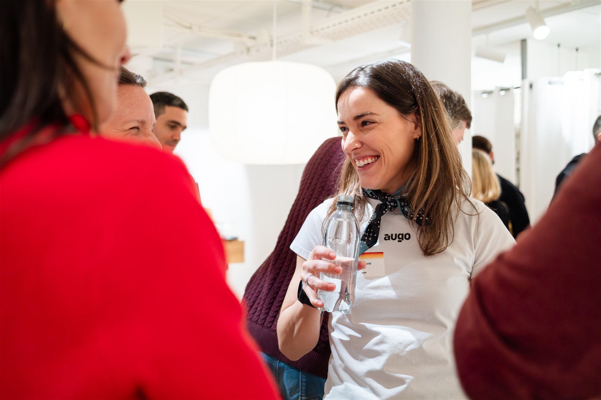 Guest enjoying conversation at product launch Zurich
