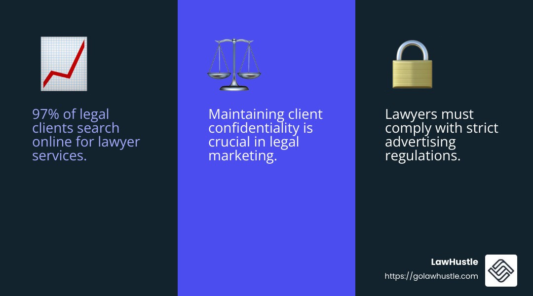 97% of legal clients search for lawyer lead generation websites online. - Lead generation for attorneys infographic 3_facts_emoji_blue