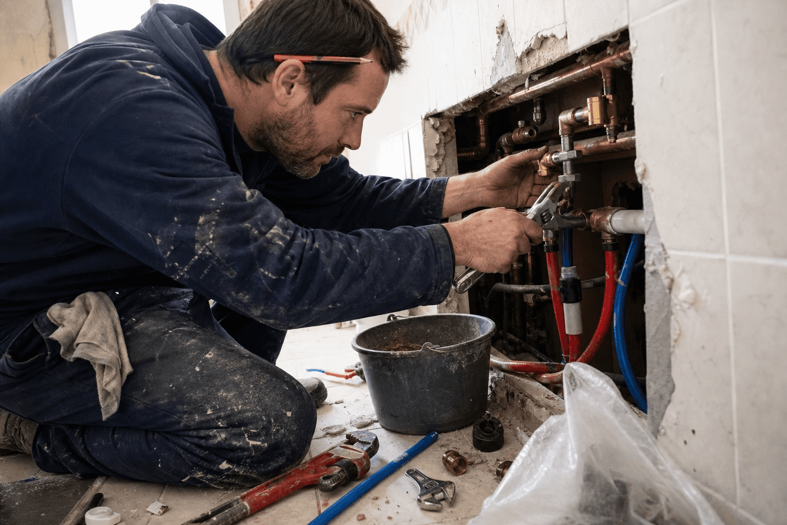 Leak detection behind a wall