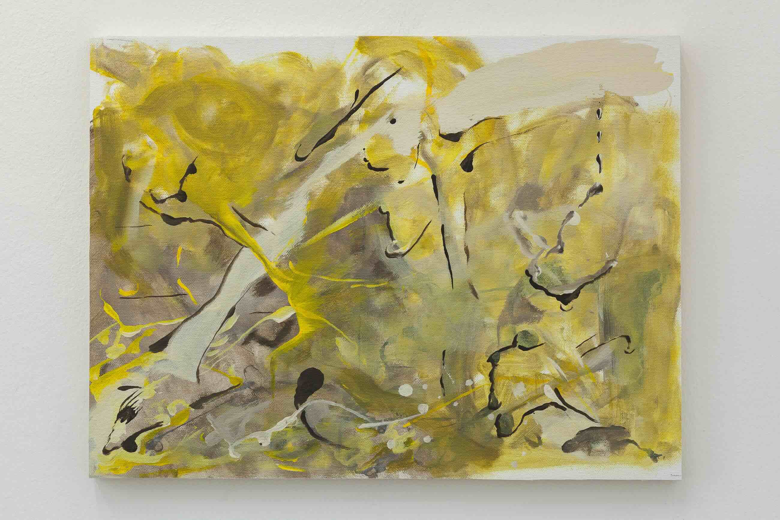 Bir o kadar da endişem, gösteremedim (Just as much my concern, I could not show), 2021.  Acrylic on canvas mounted on wooden panel, 12 x 16 inches (30 x 40 cm).