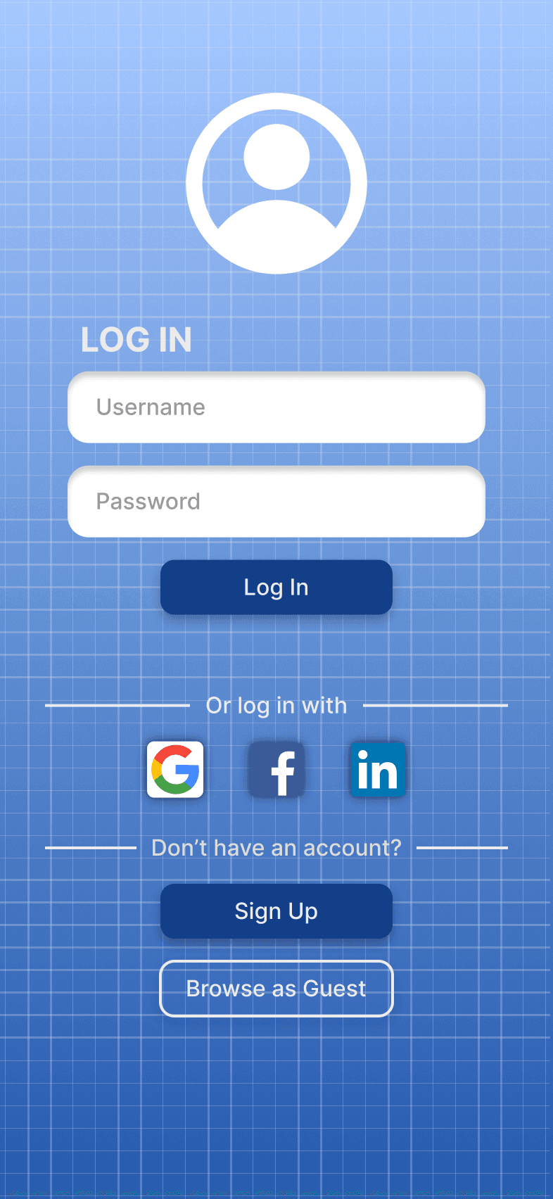 The log in page for the FlowBuilder app