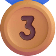 A bronze medal featuring the number 3, symbolizing third place in a competition or achievement.