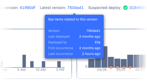 Detailed latest version information for an error item on Rollbar's Item Detail screen UI.