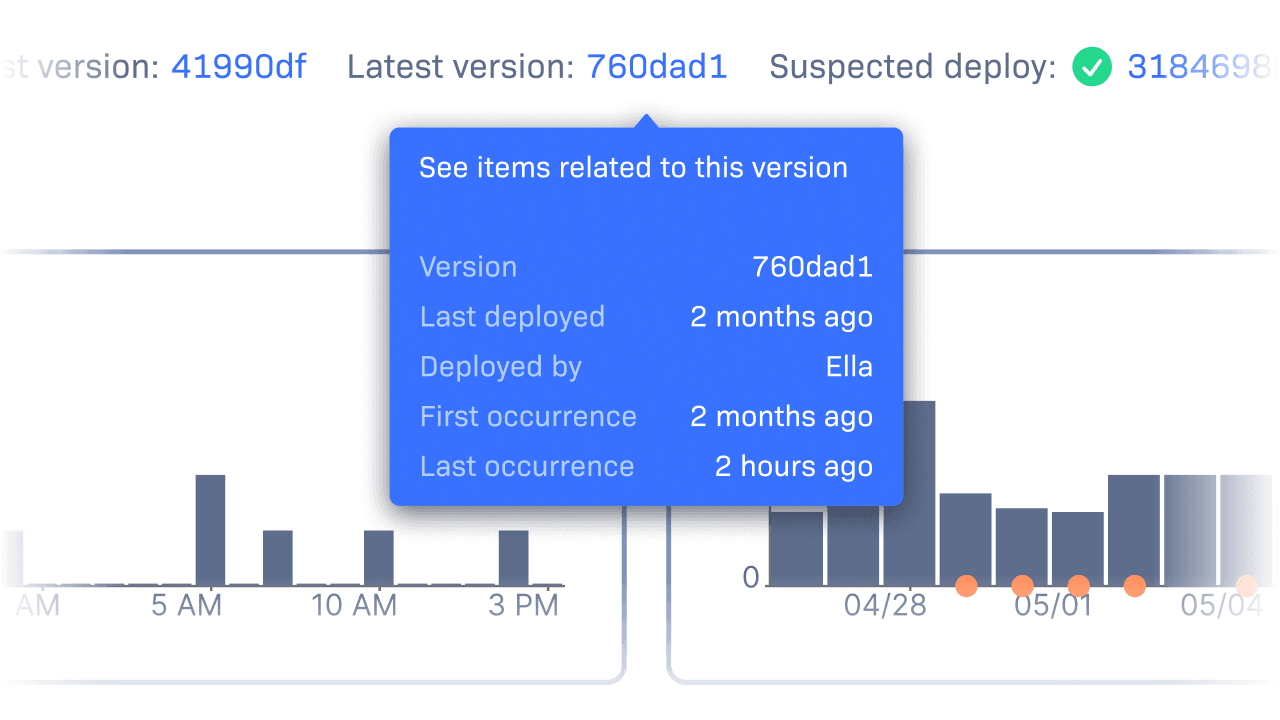 Detailed latest version information for an error item on Rollbar's Item Detail screen UI.