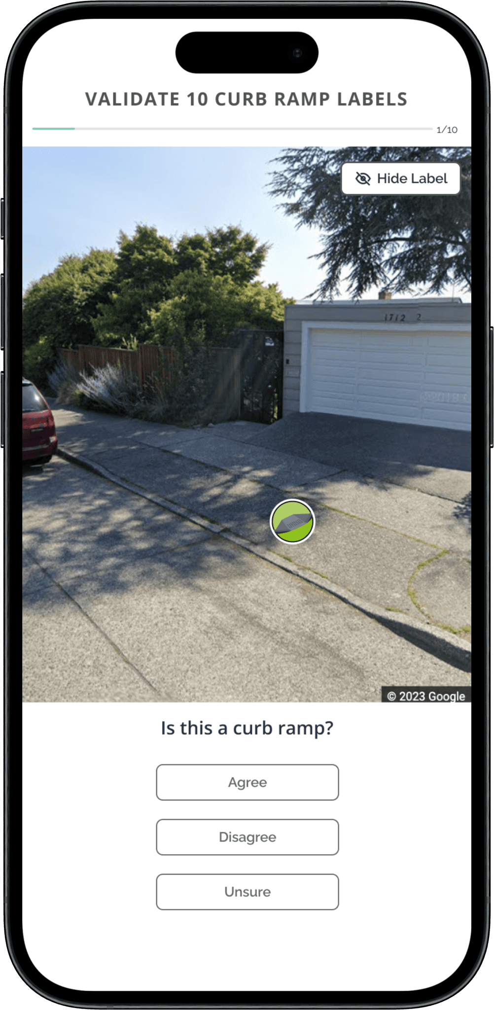 Mobile Validation Interface - Step 1