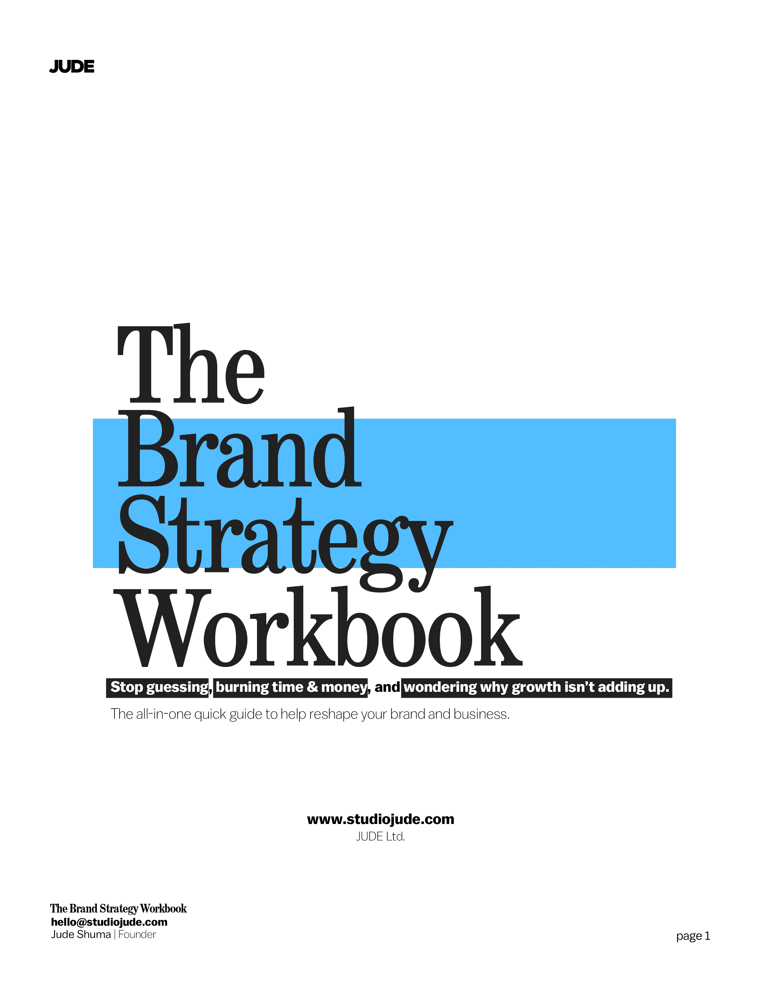 Brand strategy workbook by JUDE creative studio in Chicago IL