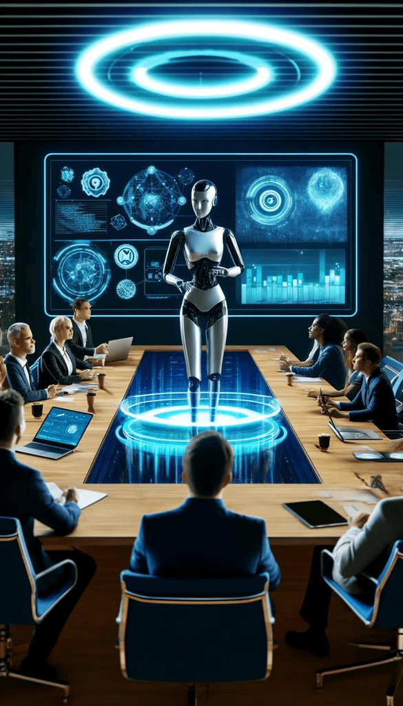 Business owners guided by the power of an AI automated agent.