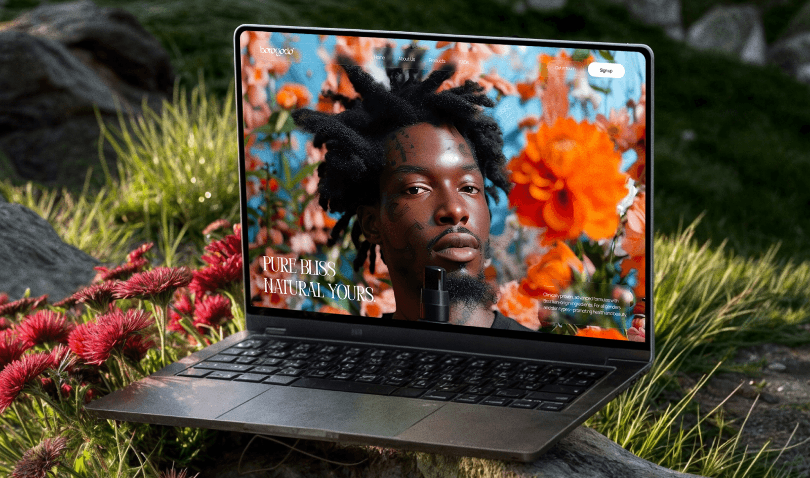 an image of the hero with an macbook