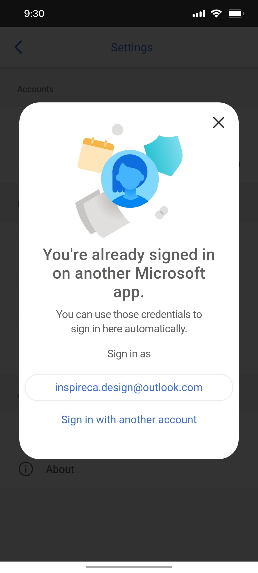 Microsoft copilot Choose account screen