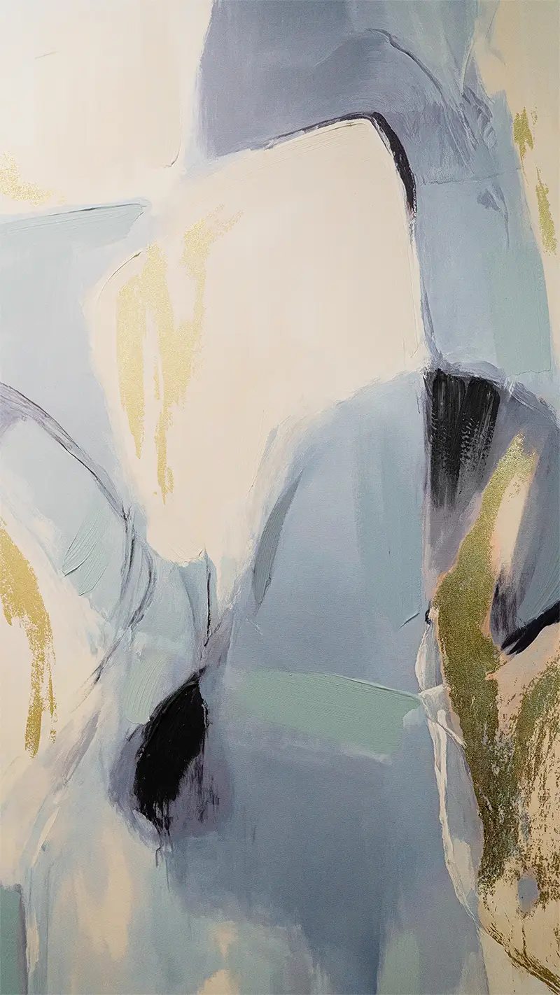 Abstract art detail with soft blue and gold tones