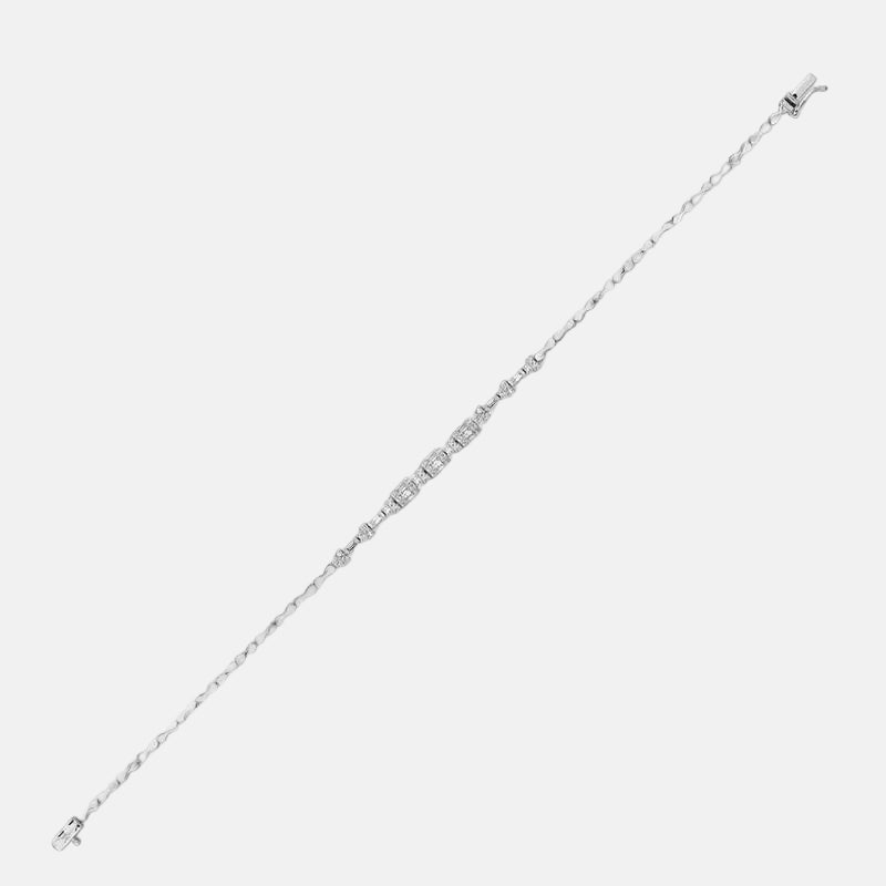 Assos 0.49 Karat G SI Baget Pırlanta 14 Ayar Beyaz Altın Bileklik